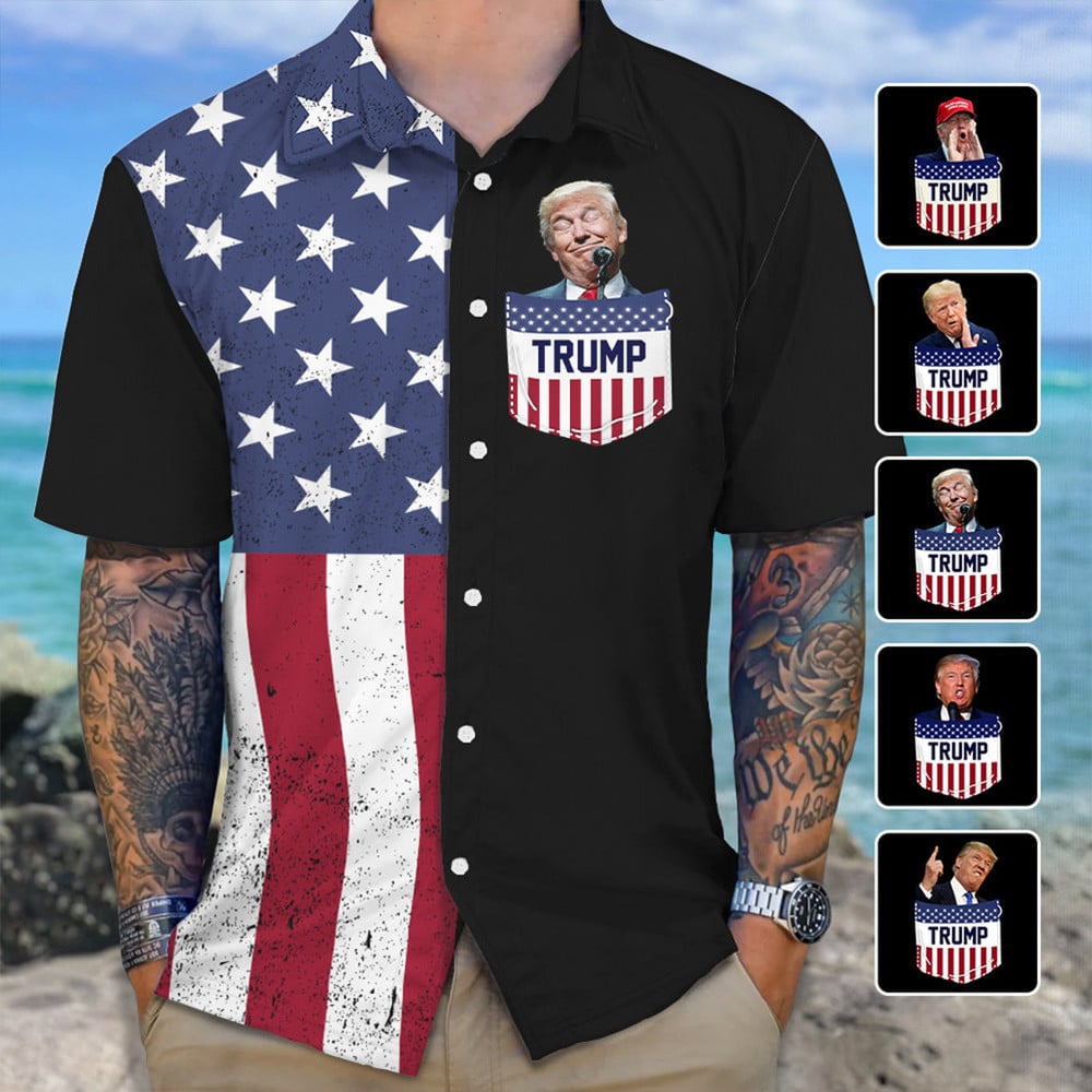 Custom Trump 2024 Hawaiian Shirt USA Patriotic Donald Trump For President MAGA Merch
