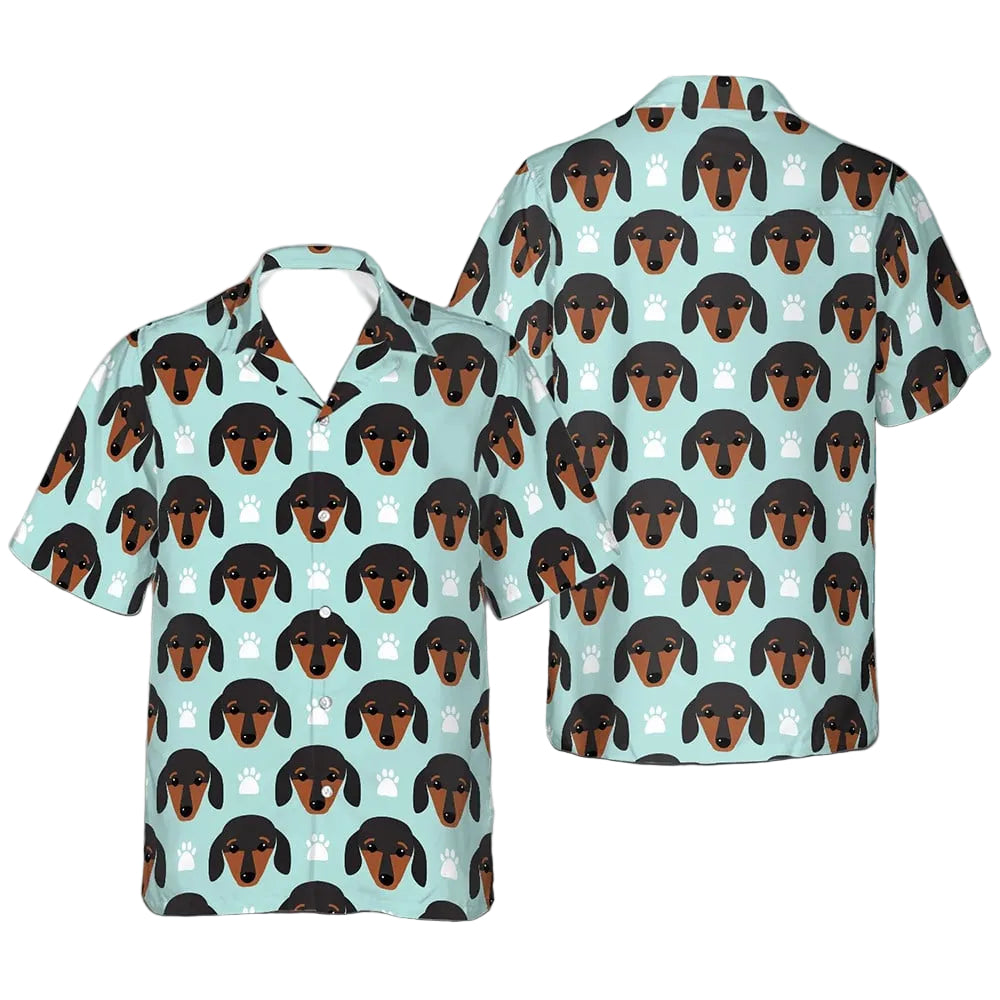 Dachshund Puppy Head Hawaiian Shirt Vacation Button Up Gifts For Dachshund Lovers