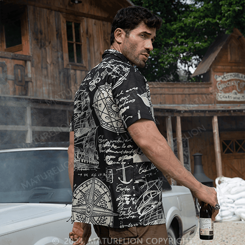 Sailboat Compass Marine 3d Print Retro Men's Hawaiian Shirt Adult Funny Shirt – Hilarious Graph