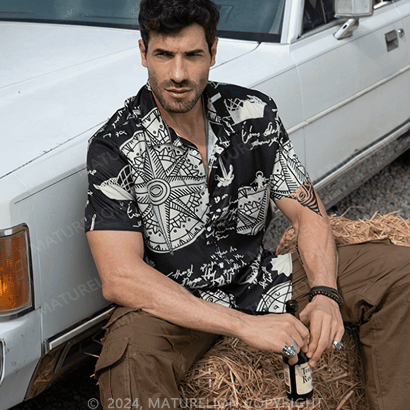 Sailboat Compass Marine 3d Print Retro Men's Hawaiian Shirt Adult Funny Shirt – Hilarious Graph