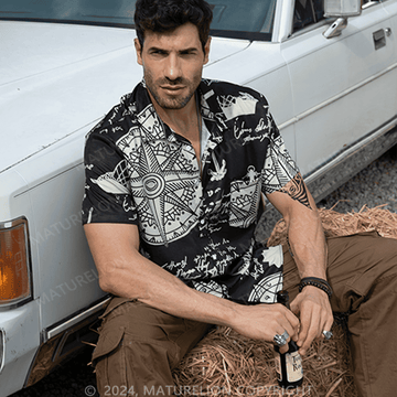 Sailboat Compass Marine 3d Print Retro Men's Hawaiian Shirt Adult Funny Shirt – Hilarious Graph