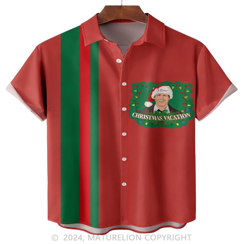 Christmas Griswold Chest Pocket Hawaiian Shirt Funny Men’s Shirt – Humorous Graphic Tee for Adu