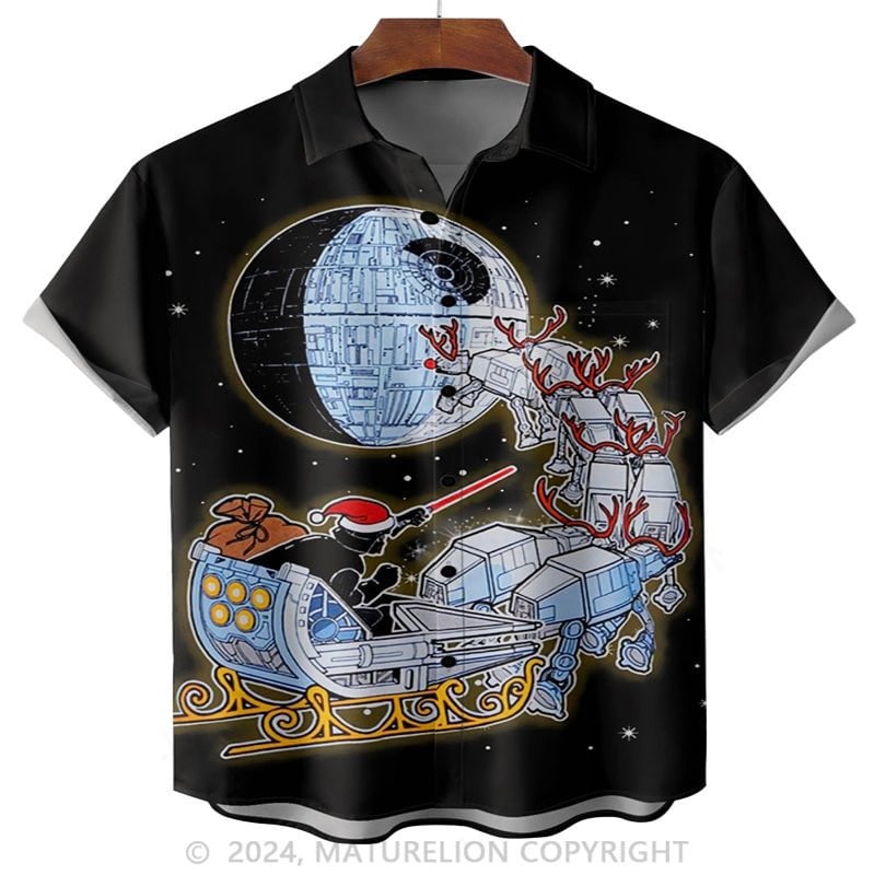 Christmas Star Wars Chest Pocket Hawaiian Shirt Adult Funny Shirt – Hilarious Graphic Tee for M