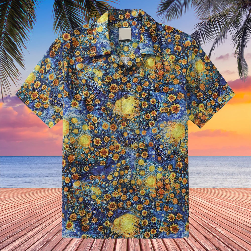 Suower Starry Night Hawaiian Shirt Van Gogh Aloha Shirt Suower Themed Gifts