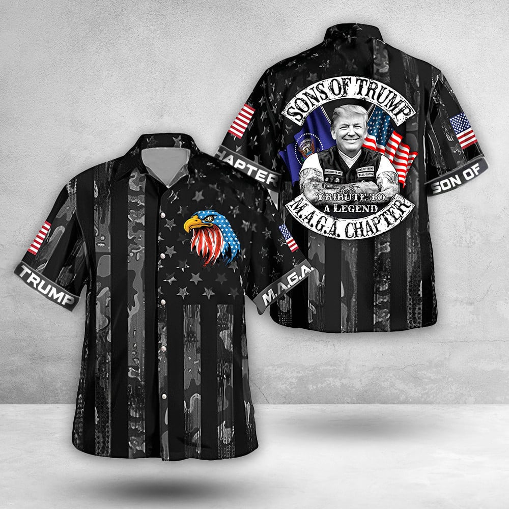Son Of Trump 2024 MAGA Chapter Hawaiian Shirt Eagle Donald Trump Button Up Shirt