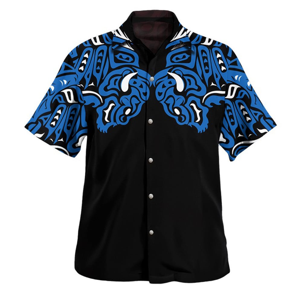 Buffalo Myth 3D Hawaii Shirt Haida Art Style Buffalo Clothing Gift