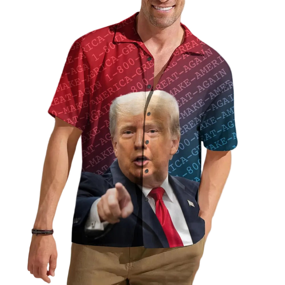 Trump 2024 Make America Great Again Hawaiian Shirt Pro Trump Patriotic Button Up MAGA Merch
