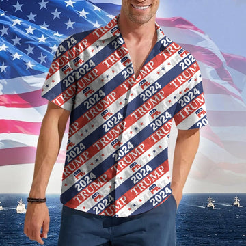 Trump 2024 Hawaiian Shirt Donald Trump Merch Support Republican Button Up Shirt For Mens