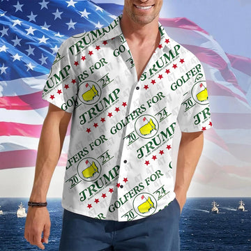 Golfers For Trump 2024 Hawaiian Shirt Support Trump For President Patriotic Button Down Shirt