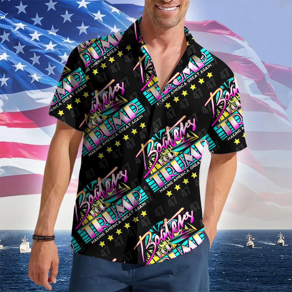 Boaters For Trump 2024 Hawaiian Shirt Trump Campaign Patriotic Button Up Shirt Gifts For Boater