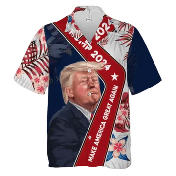 Trump 2024 Make America Great Again Hawaiian Shirt Pro Trump Aloha Shirt MAGA Merch Gift Ideas