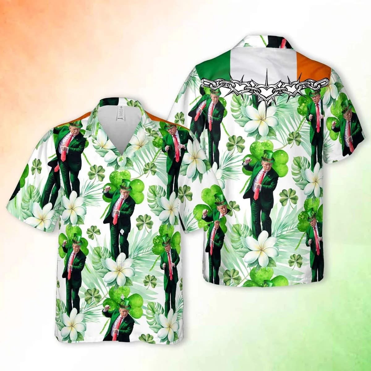 Dancing Trump Irish Shamrock Hawaiian Shirt Saint Patricks Day Shirt Gifts For Trump Lovers