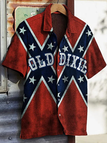 Old Dixie Hawaiian Shirt Vintage Southern Cross Button Up Shirt Lynyrd Skynyrd Merchandise
