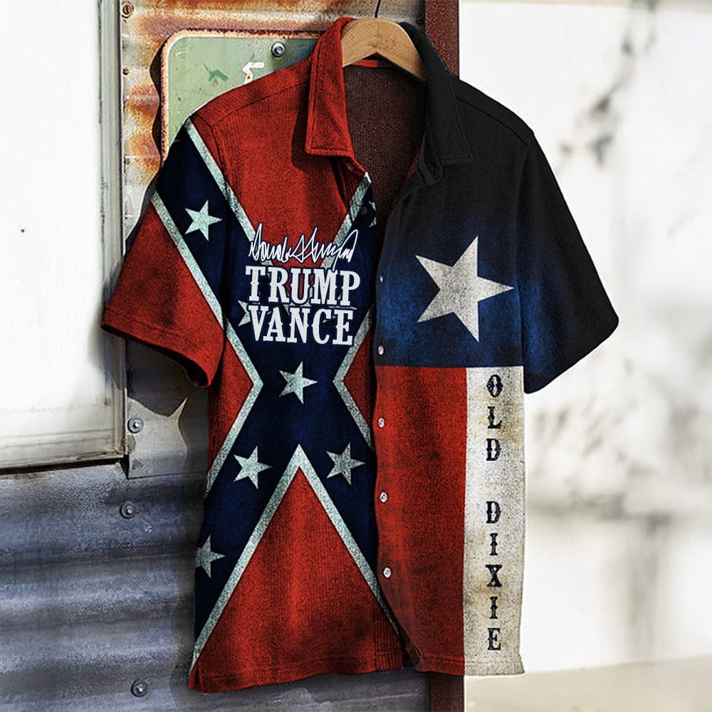 Trump Vance 2025 Hawaiian Shirt Southern Pride Old Dixie Merchandise MAGA Gifts For Dad