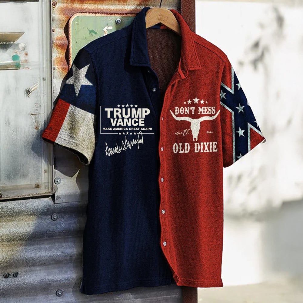 Trump Vance Make America Great Again Hawaiian Shirt Don't Mess With An Old Dixie Merch