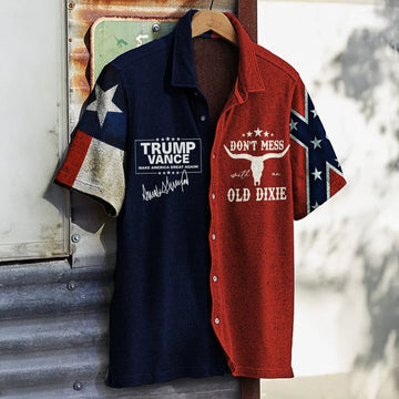 Trump Vance 2025 Hawaiian Shirt Don't Mess With An Old Dixie Merch Texas Flag Southern Apparel