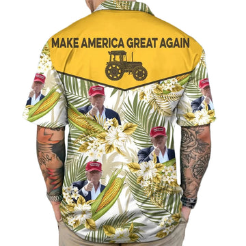 Trump 2025 Make Tractor Great Again Hawaiian Shirt MAGA Merch Gifts For Farmers