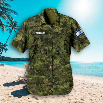 Personalized Israel Flag Camo Flag Hawaiian Shirt Camouflage Israelis Button Up Shirt