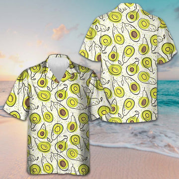 Avocado Pattern Hawaiian Shirt Men's Button Down Shirts For Summer Gift Ideas For Husband