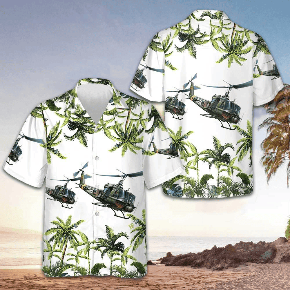 United States Army Helicopter Hawaiian Shirt Mens Button Up Shirts Summer Gifts For Army