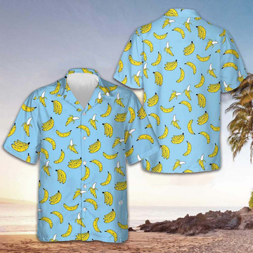 Summer Banana Seamless Pattern Hawaiian Shirt Mens Beach Button Up Gifts For Husband
