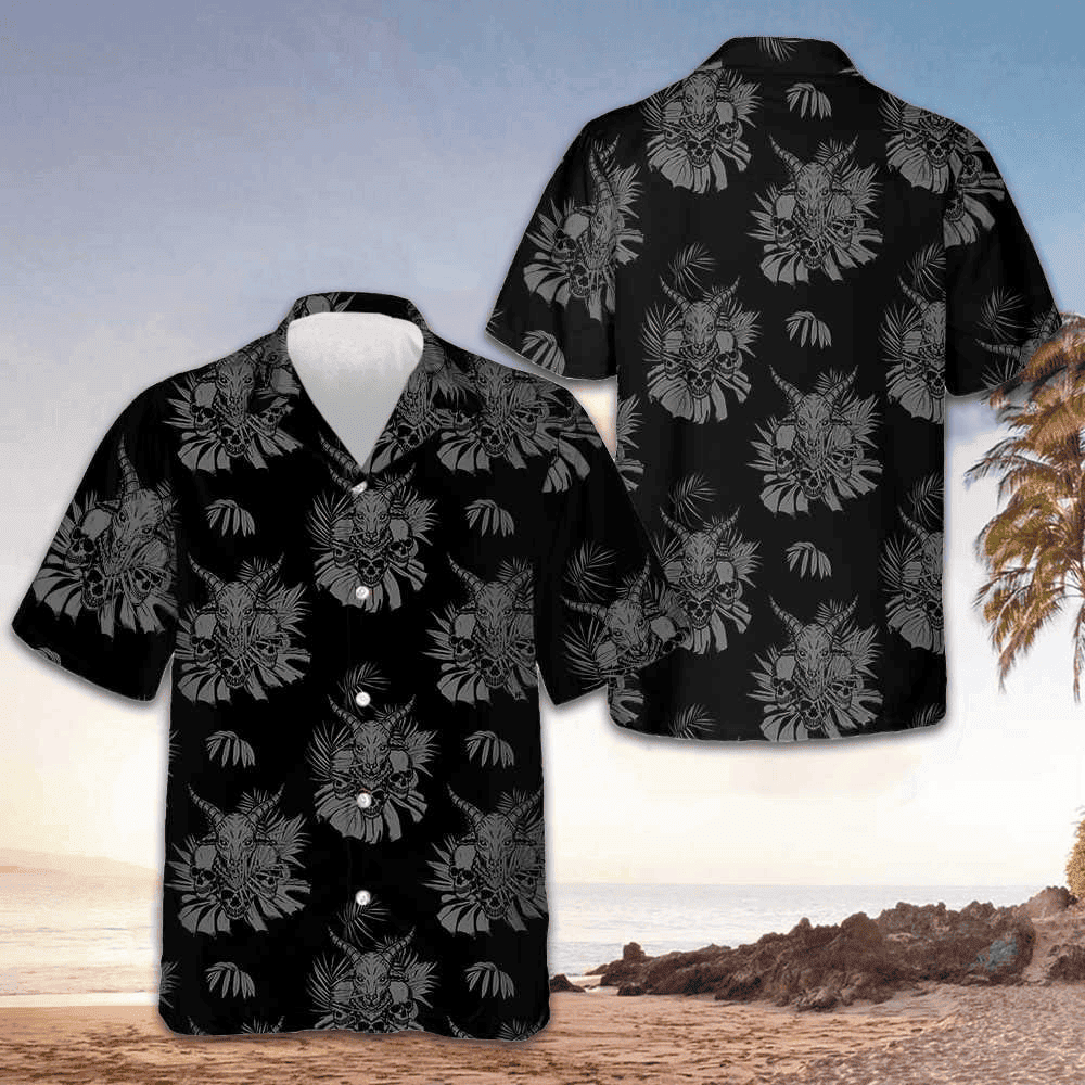 The Goat Skull Hawaiian Shirt Mens Beach Shirts Button Up Gifts For Husband