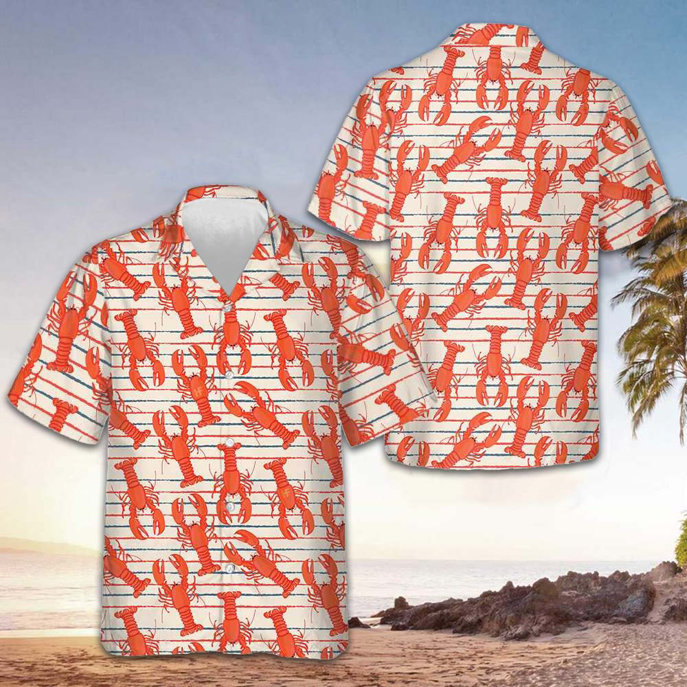 Red Lobster Hawaiian Shirt Beach Short Sleeve Button Up Shirt Gifts For Lobster Lovers