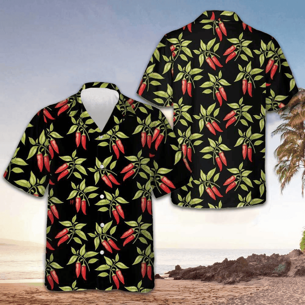 Bushes Of Red Chili Peppers Hawaiian Shirt Button Down Beach Shirts Gifts For Him