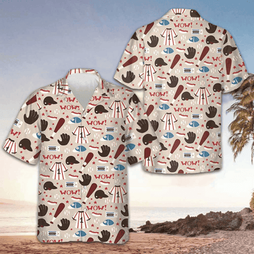 Seamless Pattern Of Baseball Equipment Hawaiian Shirt Mens Button Up Gifts For Baseball Lovers