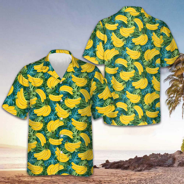 Banana Tropical Pattern Hawaiian Shirt Mens Summer Short Sleeve Shirts Gifts For Banana Lovers