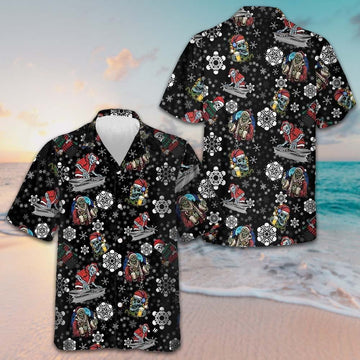 Christmas Party Night With Skeletons Hawaiian Shirt Funny Santa Skeleton Shirt Best Gifts