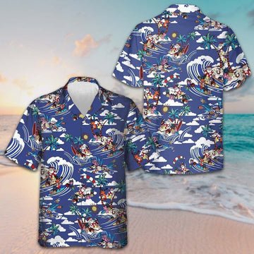 Merry Christmas Tropical Pattern Hawaiian Shirt Beach Button Up Shirts For Men