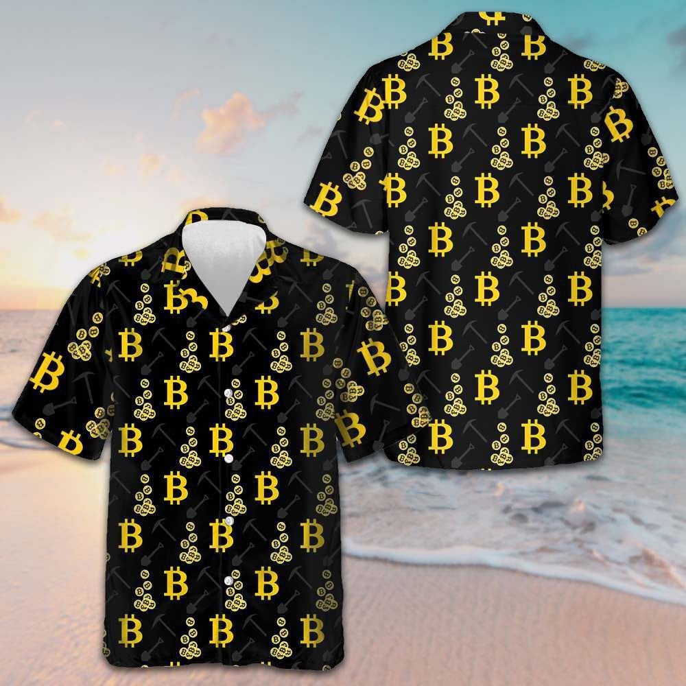 Cryptocurrency Bitcoin Miner Hawaiian Shirt Button Up Beach Shirts Mens Gifts For Brother