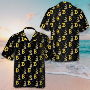 Cryptocurrency Bitcoin Miner Hawaiian Shirt Button Up Beach Shirts Mens Gifts For Brother