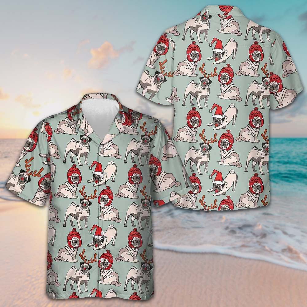 Merry Christmas Pug Dog Hawaiian Shirt Cute Christmas Shirt Gifts For Pug Lovers