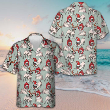Merry Christmas Pug Dog Hawaiian Shirt Cute Christmas Shirt Gifts For Pug Lovers