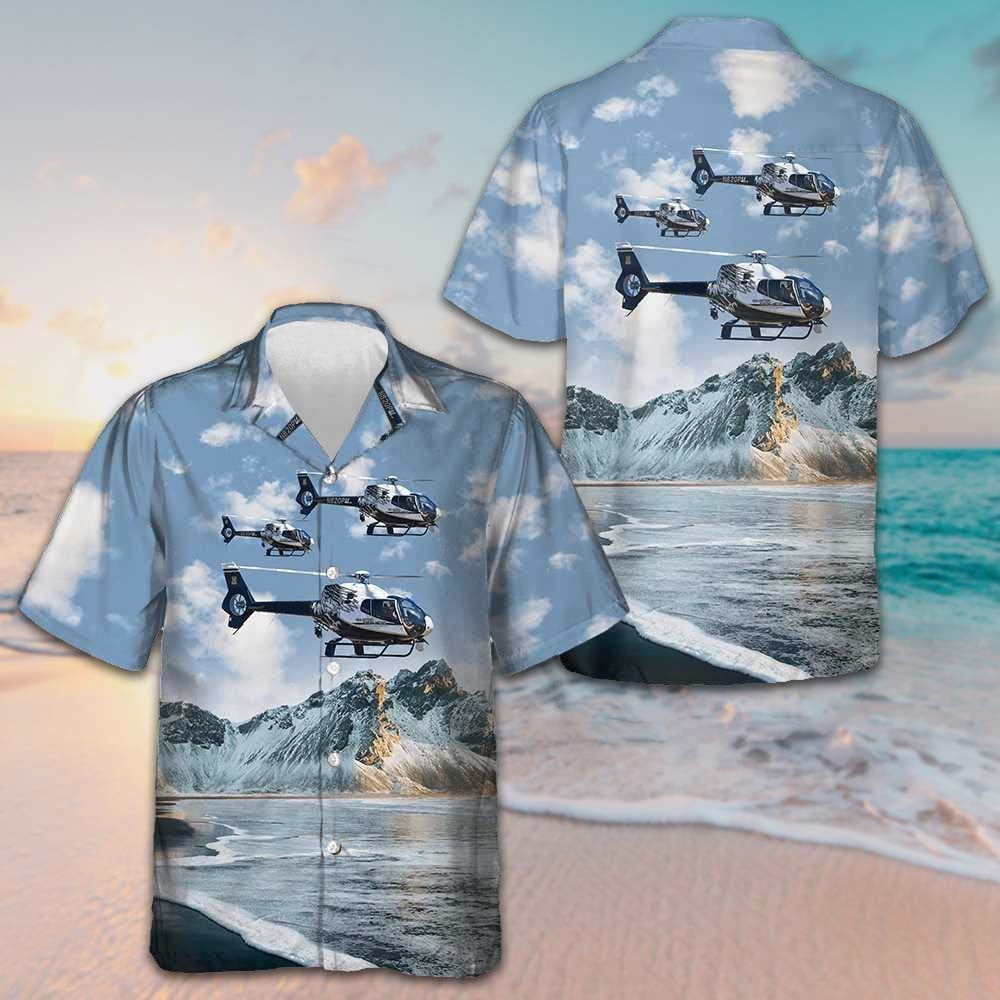 Helicopter On Ocean Background Hawaiian Shirt Best Mens Summer Shirts Gifts For Dude
