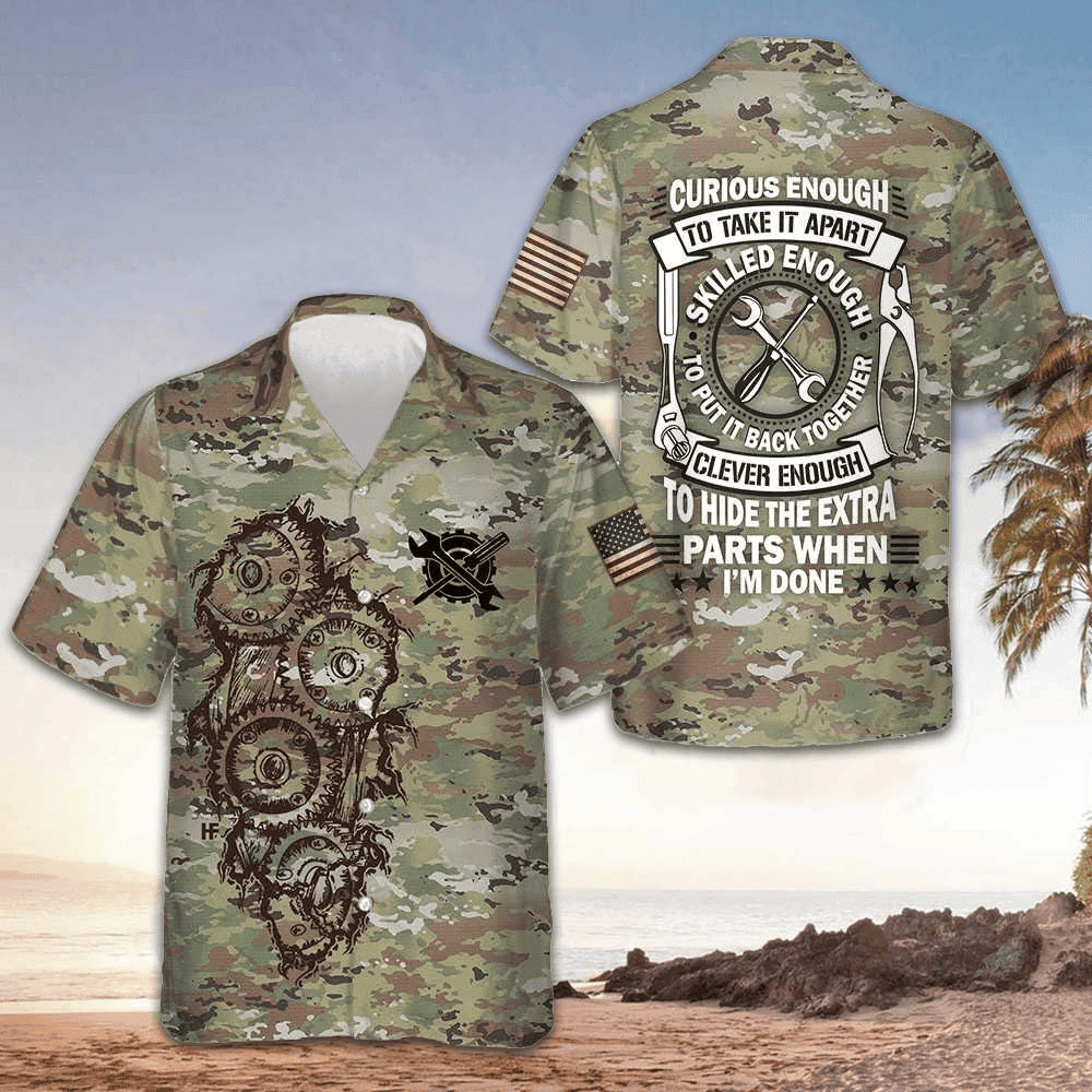 Mechanic Camouflage Hawaiian Shirt Curious Enough To Take It Apart Skilled Enough