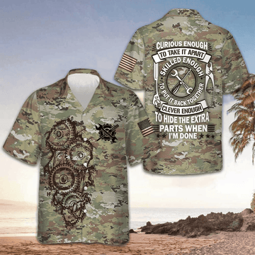 Mechanic Camouflage Hawaiian Shirt Curious Enough To Take It Apart Skilled Enough