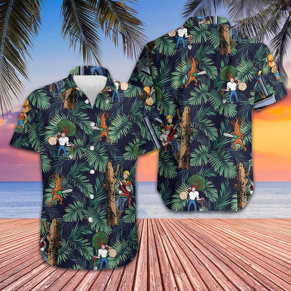 Arborist Proud Tropical Pattern Hawaiian Shirt Mens Beach Button Up Arborist Gift Ideas