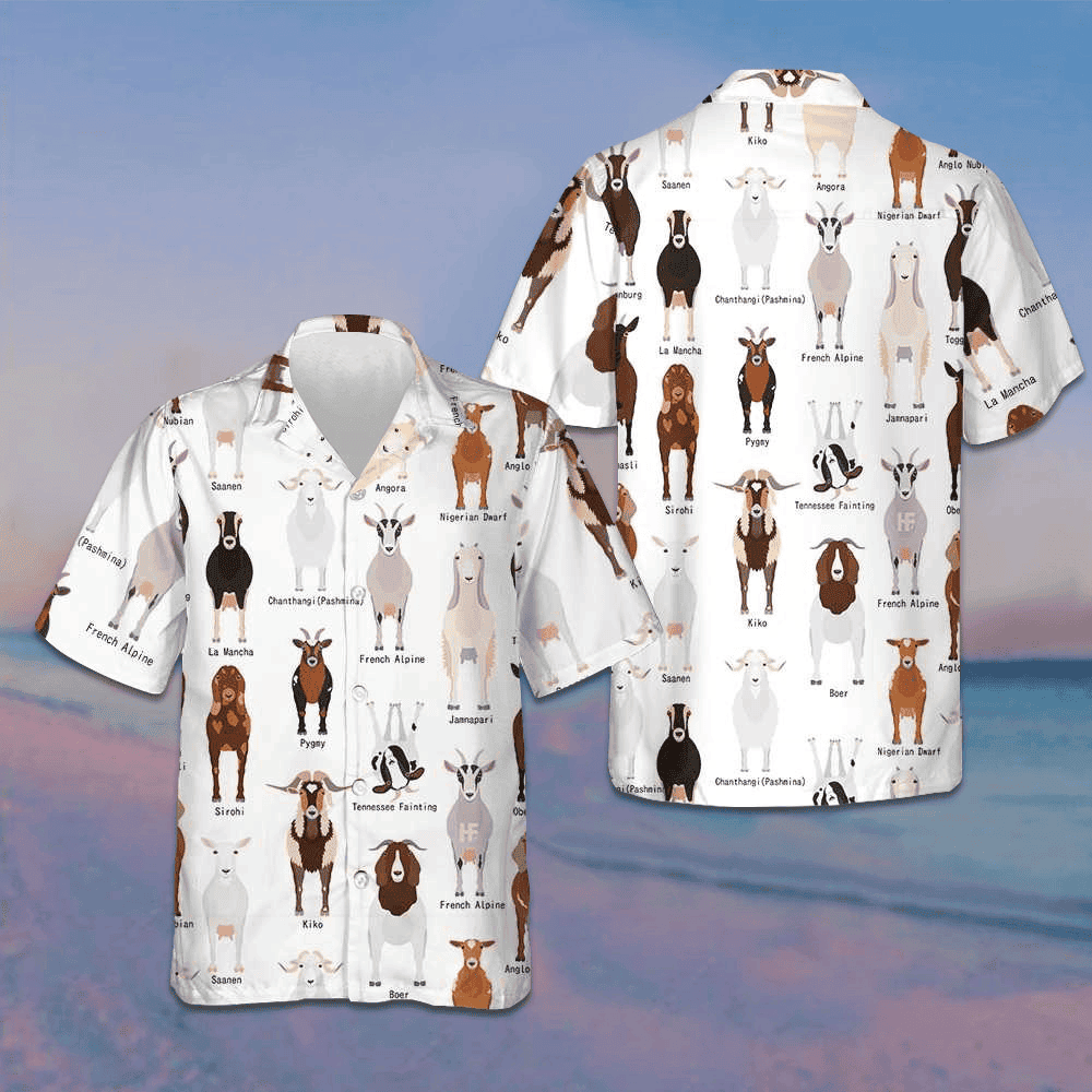 Goat Breeds Hawaiian Shirt Beach Button Up Shirts Mens Gifts For Boyfriend