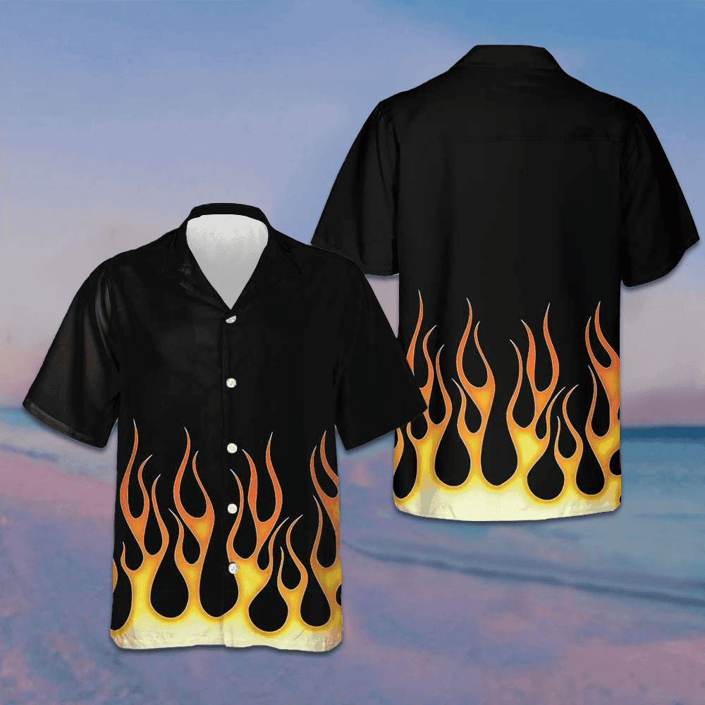 Burning Flame Hawaiian Shirt Mens Summer Button Up Shirts Best Gift For Husband