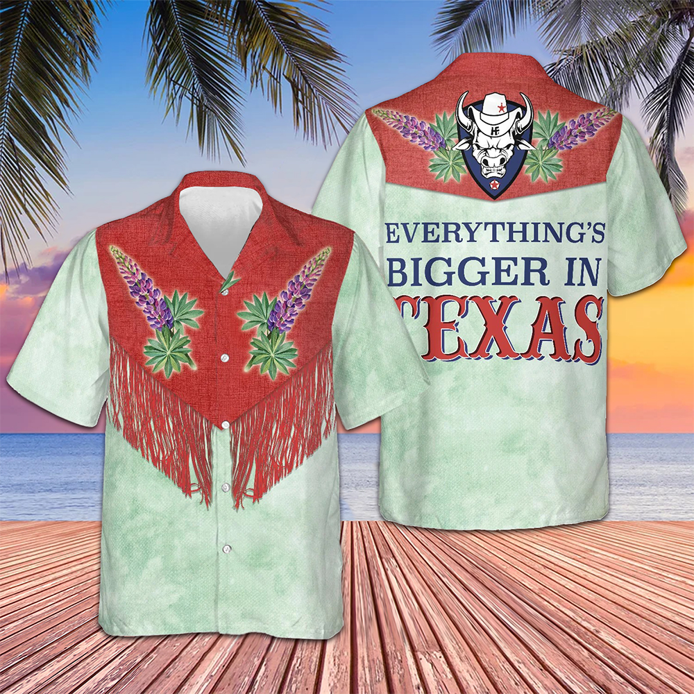 Everything's Bigger In Texas Hawaiian Shirt Texas Lovers Button Up Shirt Gifts For Texans