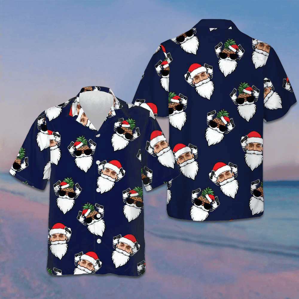 Custom Santa Claus Face Hawaiian Shirt Funny Santa Shirt Gifts For Christmas