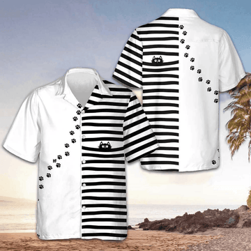 Black Cat Paw Print Hawaiian Shirt Best Mens Summer Shirts Best Gift For Cat Lovers
