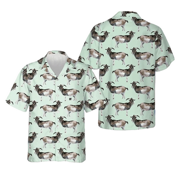 Watercolor Goat Pattern Hawaiian Shirt Summer Button Up Shirts Gifts For Goat Lovers