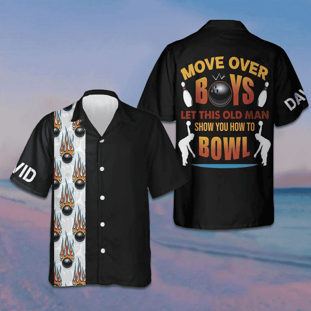 Custom Bowling Move Over Boys Hawaiian Shirt Short Sleeve Button Up Gifts For Bowlers