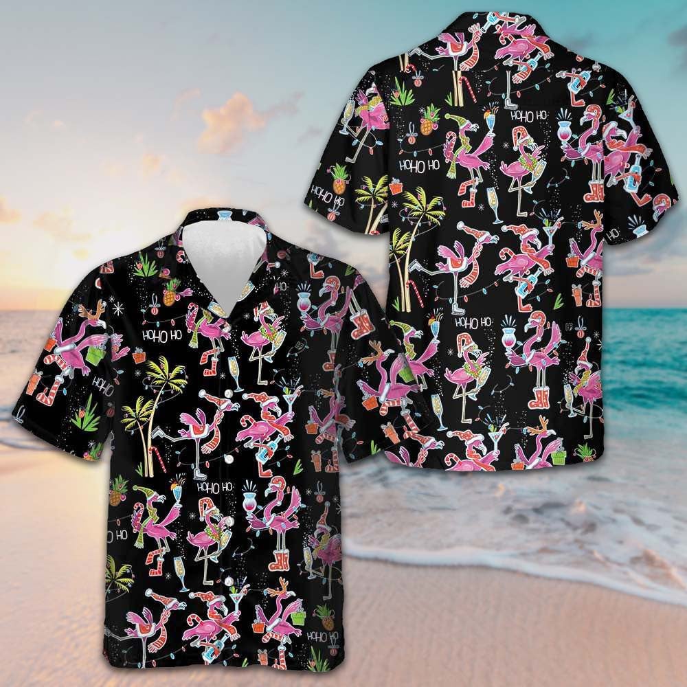 Christmas Flamingo Hawaiian Shirt Christmas Tropical Shirt Gifts For Flamingo Lovers