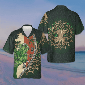 Ireland Map Happy Saint Patrick's Day Hawaiian Shirt Mens Short Sleeve Button Up Gift For Irish