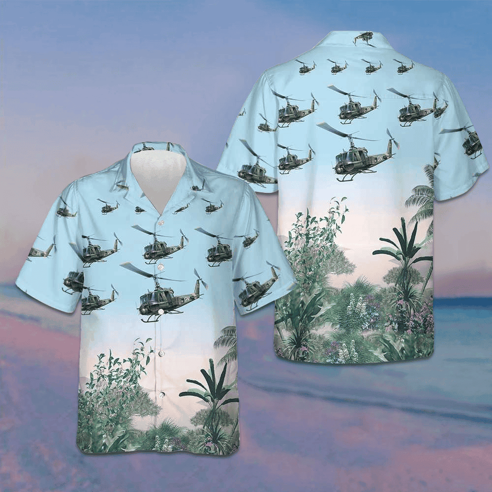 US Army Helicopter Hawaiian Shirt Mens Tropical Button Up Shirt Gifts For Him